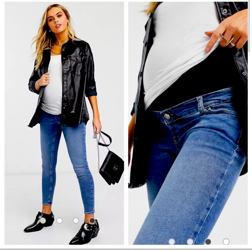 Topshop Maternity Jamie Overbump Skinny Jeans in Mid Wash